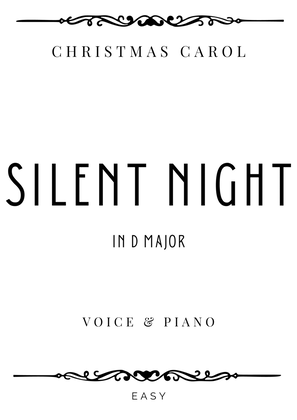 Gruber - Silent Night in D Major for High Voice & Piano - Easy