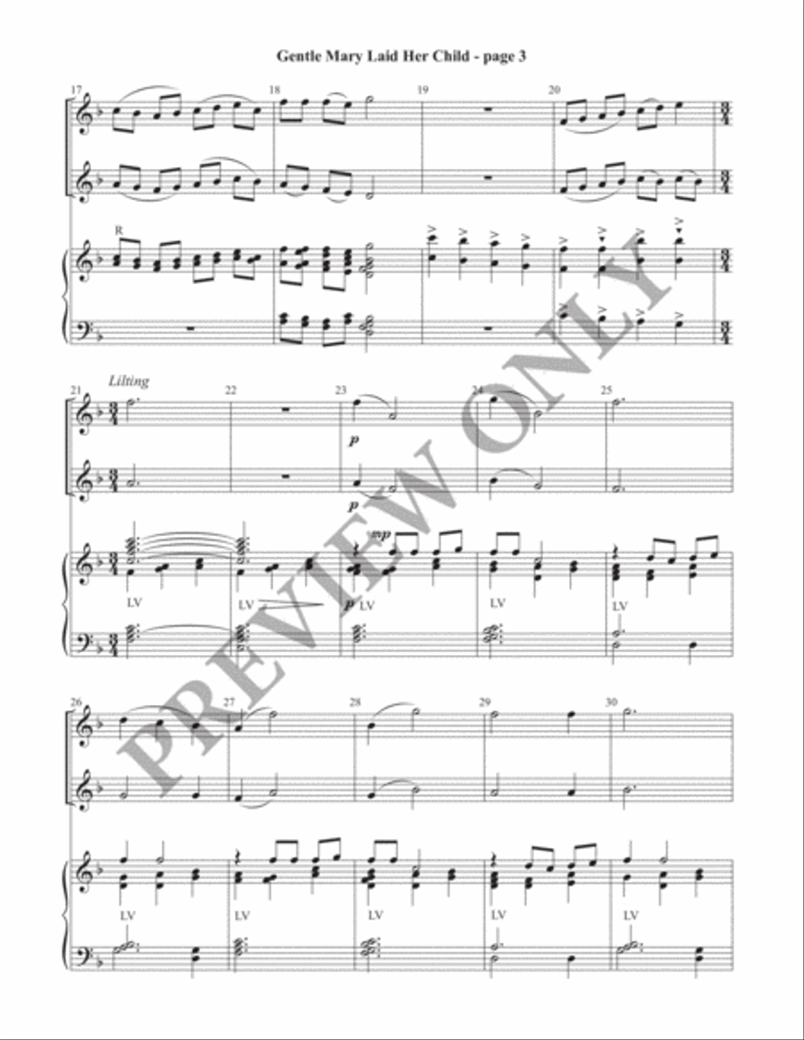 Gentle Mary Laid Her Child Director's Score (Print) Handbell Choir scores gallery preview page 4