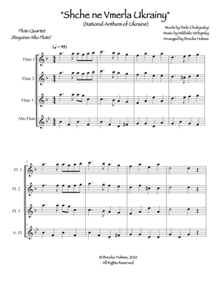 Schche ne Vmerla Ukrainy (Flute Quartet in d) National Anthem Of Ukraine - Alto Flute on part 4