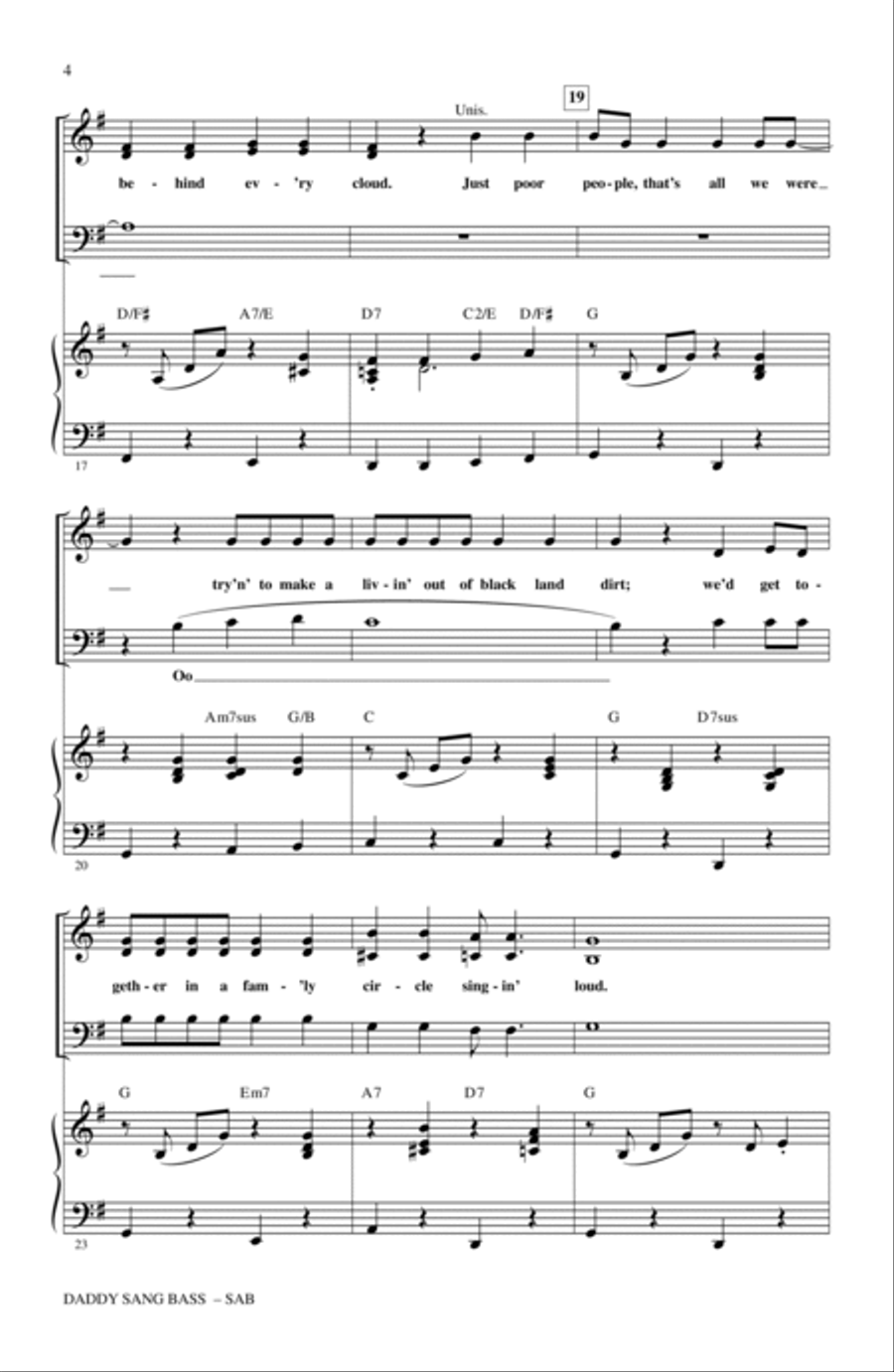 Daddy Sang Bass 3-Part scores gallery preview page 3
