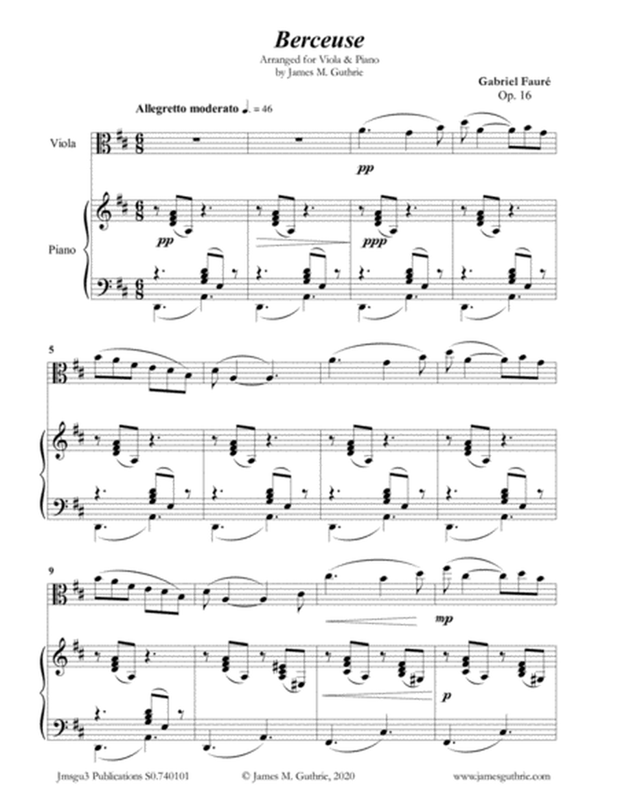 Fauré: Berceuse Op. 16 for Viola & Piano image number null