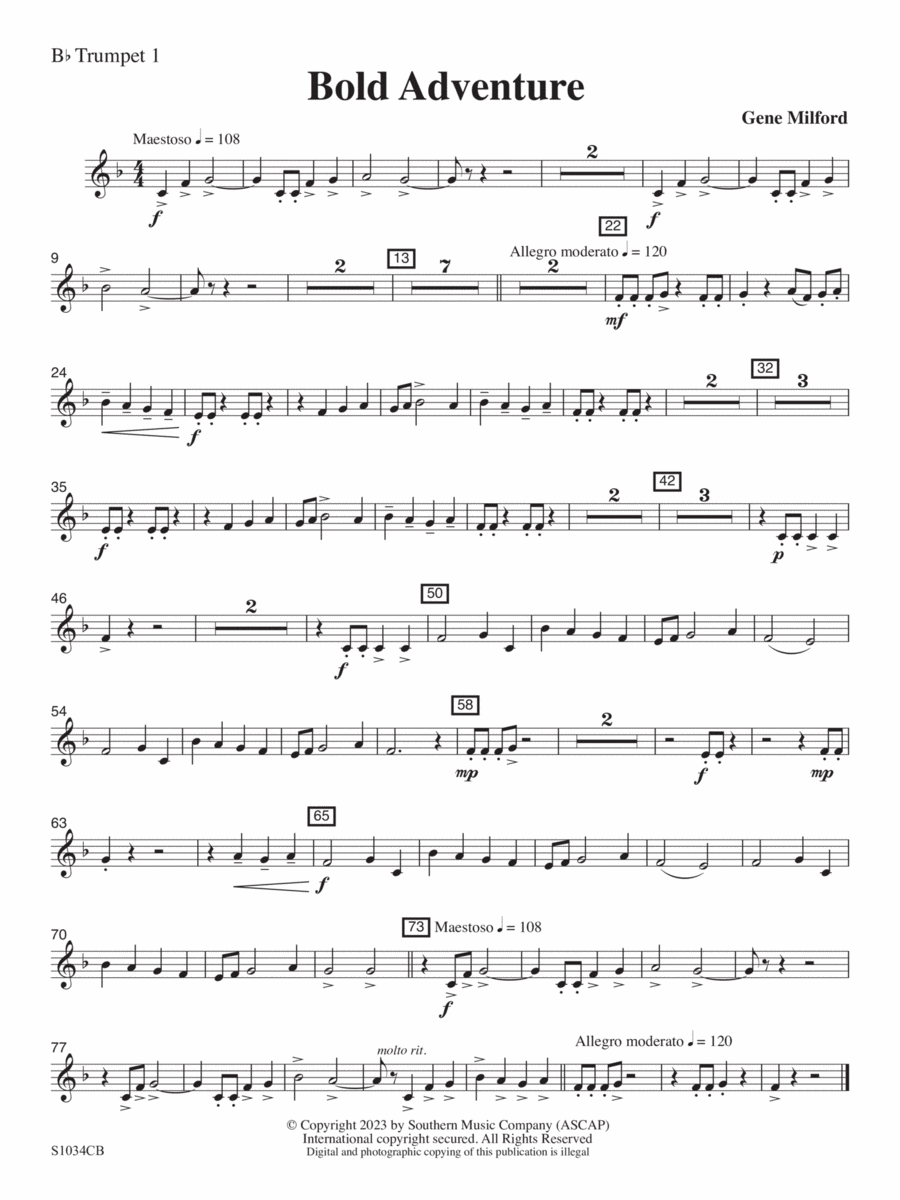 Bold Adventure - Trumpet 1 Concert Band scores gallery preview page 1