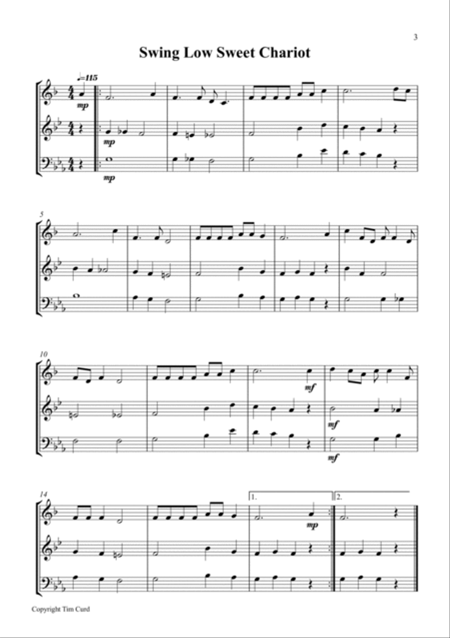 9 Spirituals, Trios For Trumpet, French Horn And Trombone 9 Spirituals, Trios For Trumpet, French Horn And Trombone Brass Trio scores gallery preview page 3