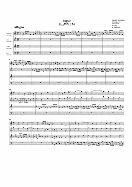 Fugue BuxWV 174, C major (arrangement for 4 recorders)