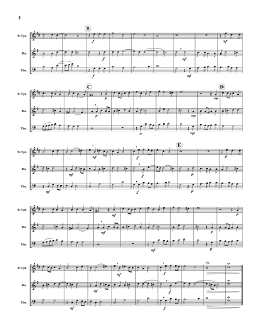 Three English Madrigals Brass Trio scores gallery preview page 2