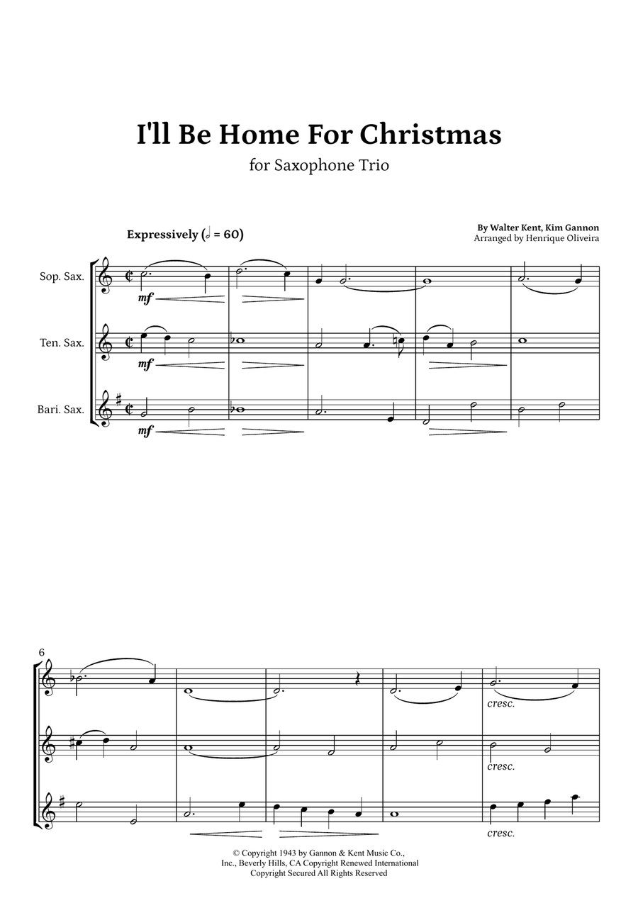 I'll Be Home For Christmas Woodwind Trio scores gallery preview page 1