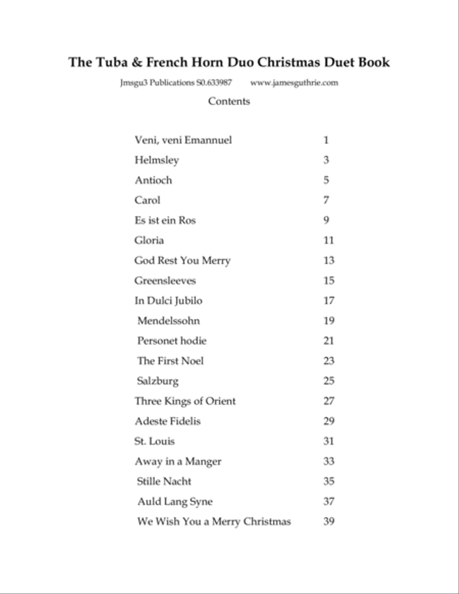The Tuba & French Horn Christmas Duet Book Brass Duet scores gallery preview page 1