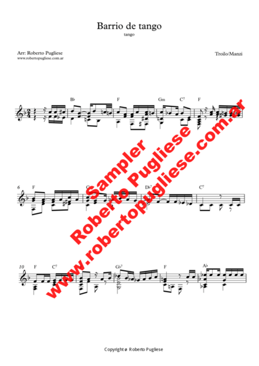 Barrio de tango - Tango (Troilo - Manzi) Classical Guitar scores gallery preview page 3