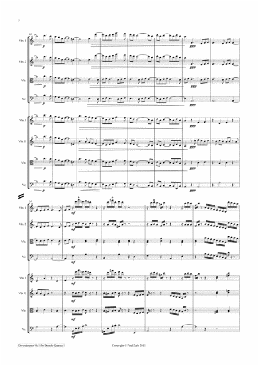 Divertimento for Two String Quartets. String Quartet scores gallery preview page 4