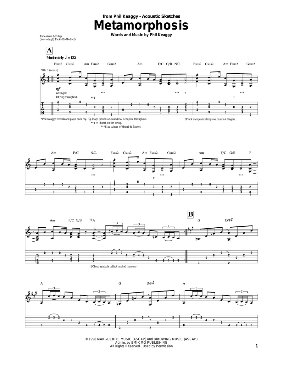 Metamorphosis Acoustic Guitar scores gallery preview page 1