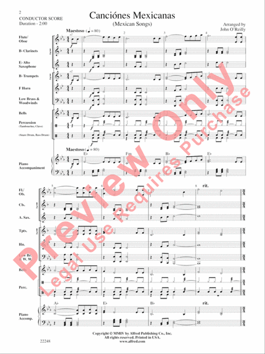 Canciónes Mexicanas Concert Band scores gallery preview page 3