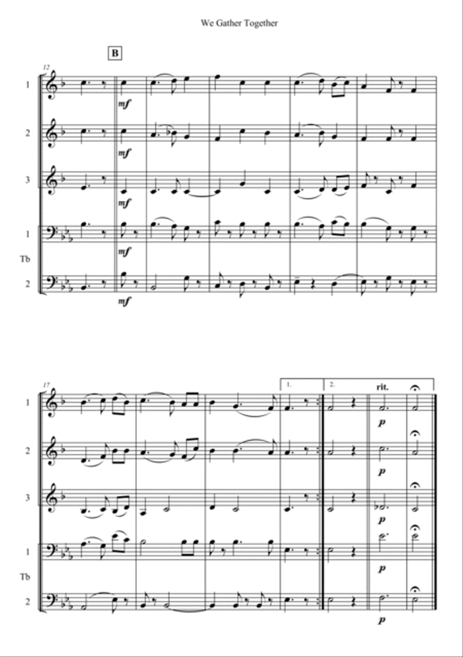 We Gather Together Trombone scores gallery preview page 2
