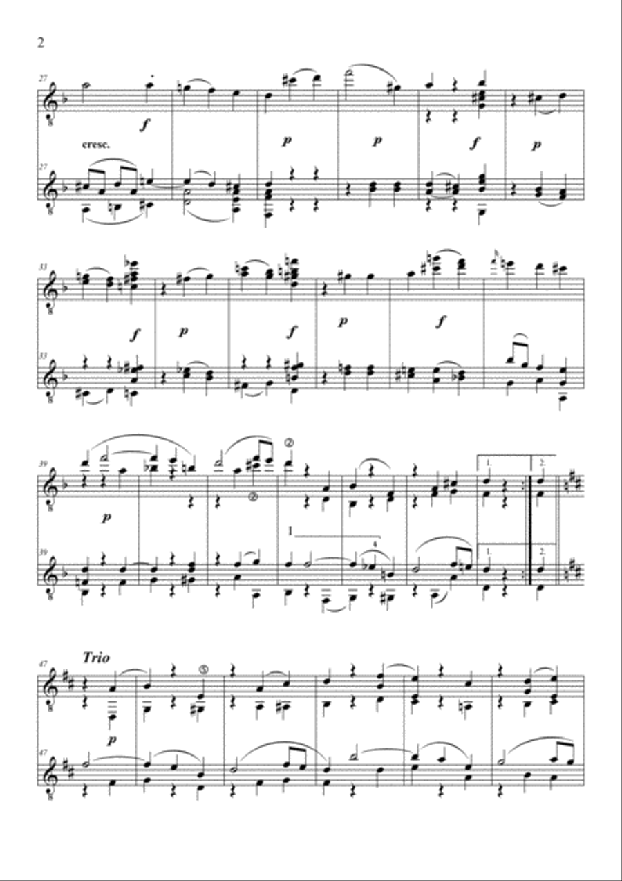 Menuet from String Quintet KV 516 for Guitar Duet Acoustic Guitar scores gallery preview page 2