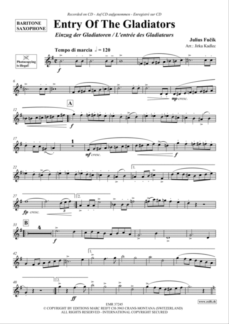 Entry Of The Gladiators Baritone Saxophone scores gallery preview page 2