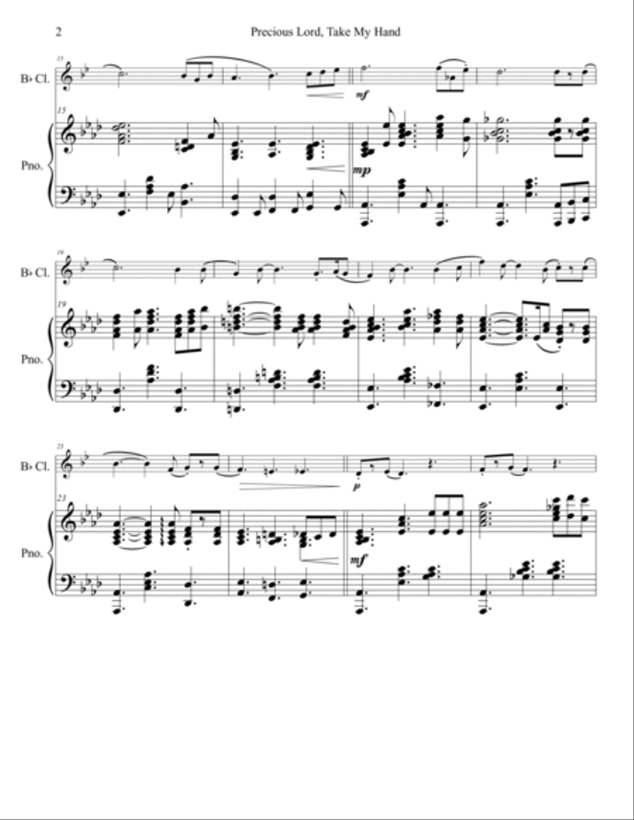 Precious Lord Take My Hand B-Flat Clarinet scores gallery preview page 3