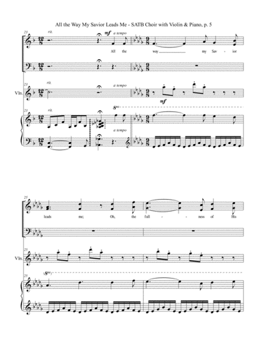 ALL THE WAY MY SAVIOR LEADS ME (SATB Choir with Violin & Piano - Octavo plus Violin & Choir Part inc image number null