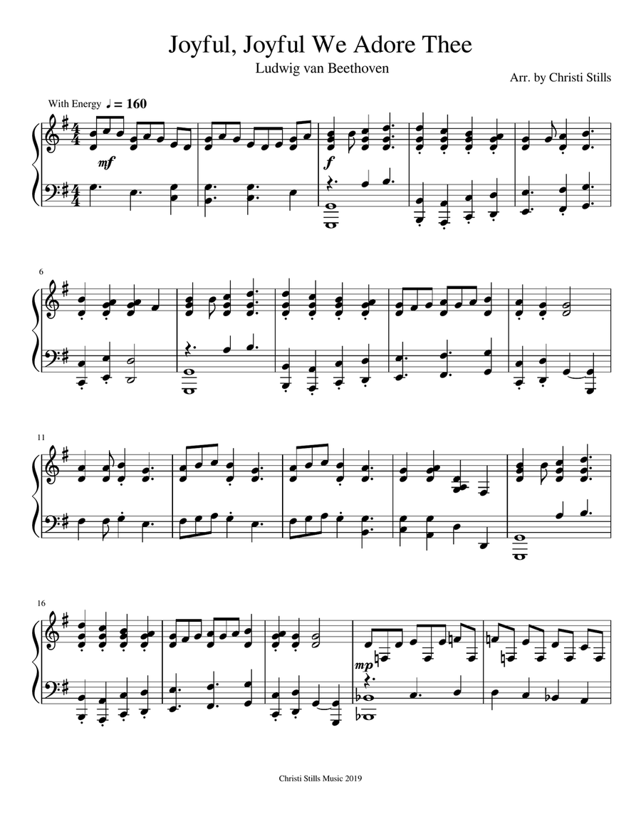 Joyful, Joyful, We Adore Thee Piano Solo scores gallery preview page 1