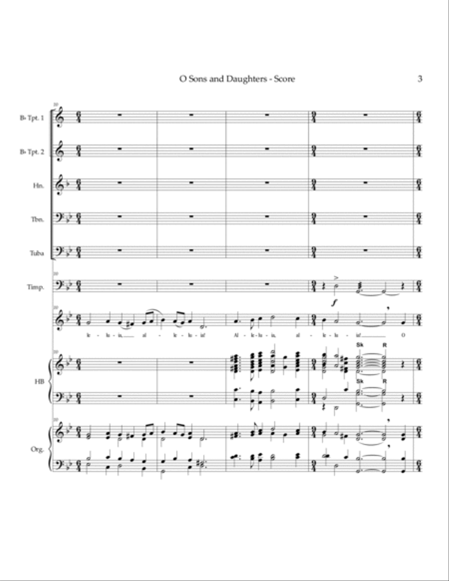 O Sons and Daughters - unison voices, organ, handbells, brass, timpani Unison Choir scores gallery preview page 4
