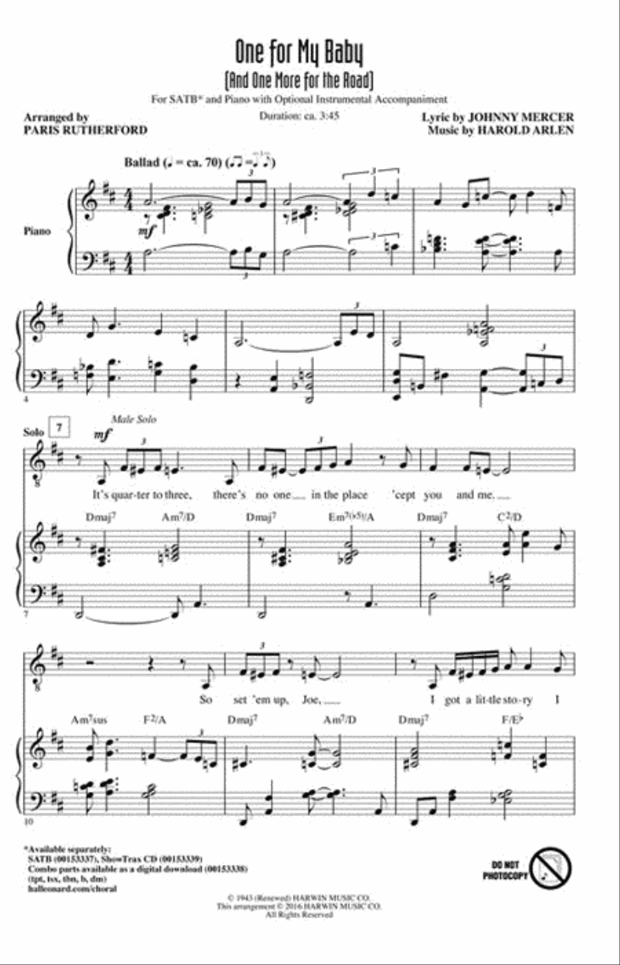One for My Baby (and One More for the Road) Choir scores gallery preview page 2