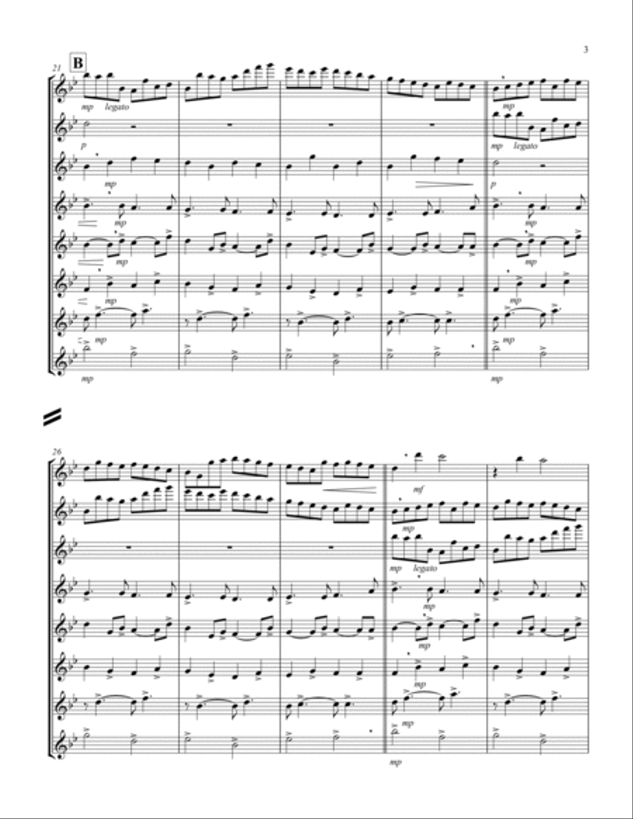 Canon (Pachelbel) (Bb) (Flute Octet) Woodwind Ensemble scores gallery preview page 3
