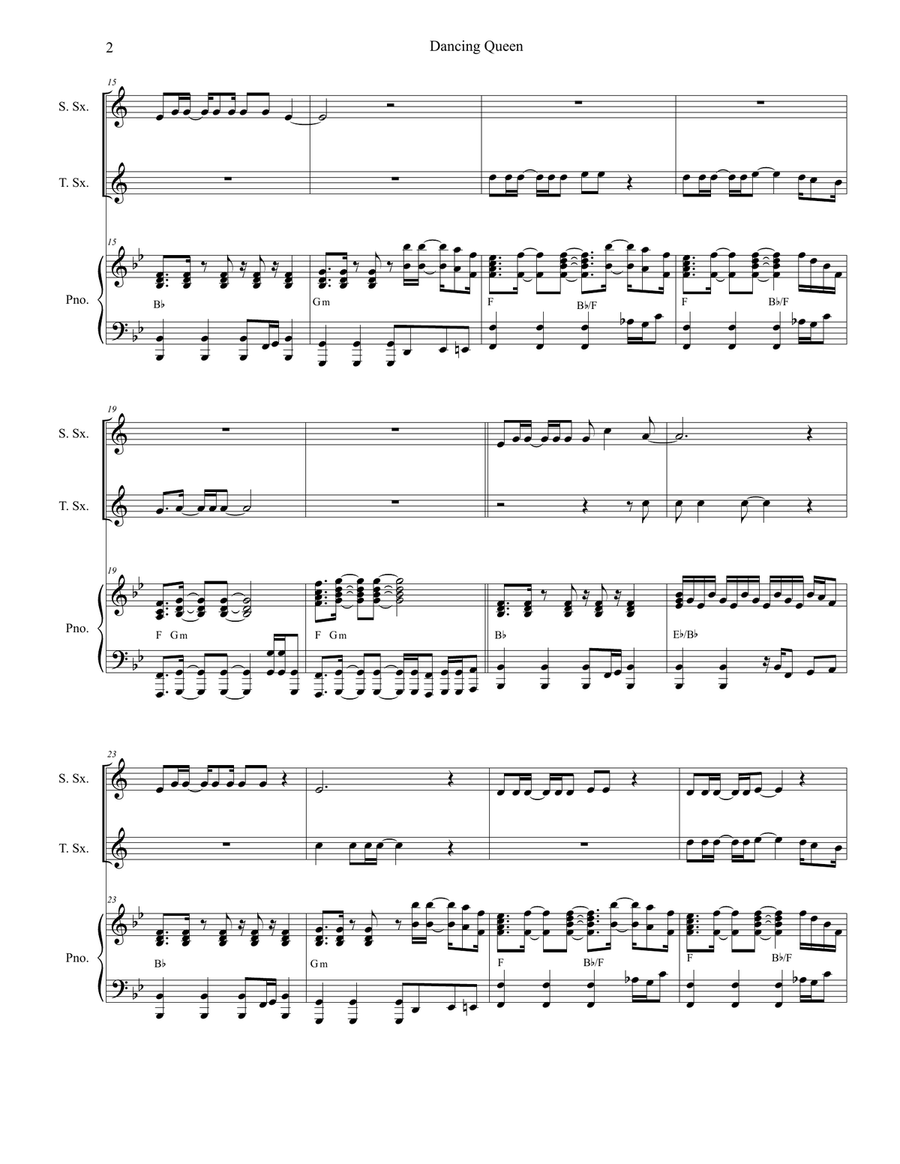 Dancing Queen Woodwind Duet scores gallery preview page 2