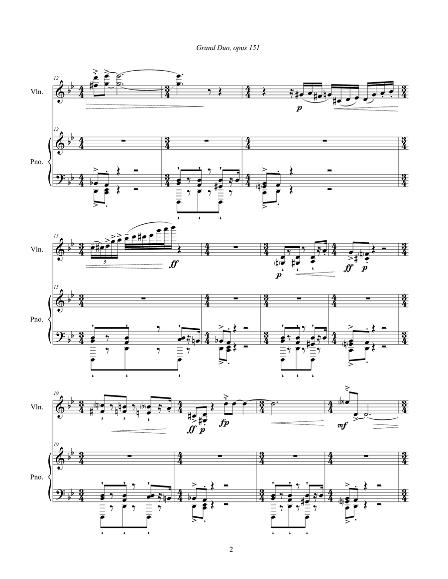Grand Duo, opus 151 (2012) full score for violin and piano Violin Solo scores gallery preview page 4
