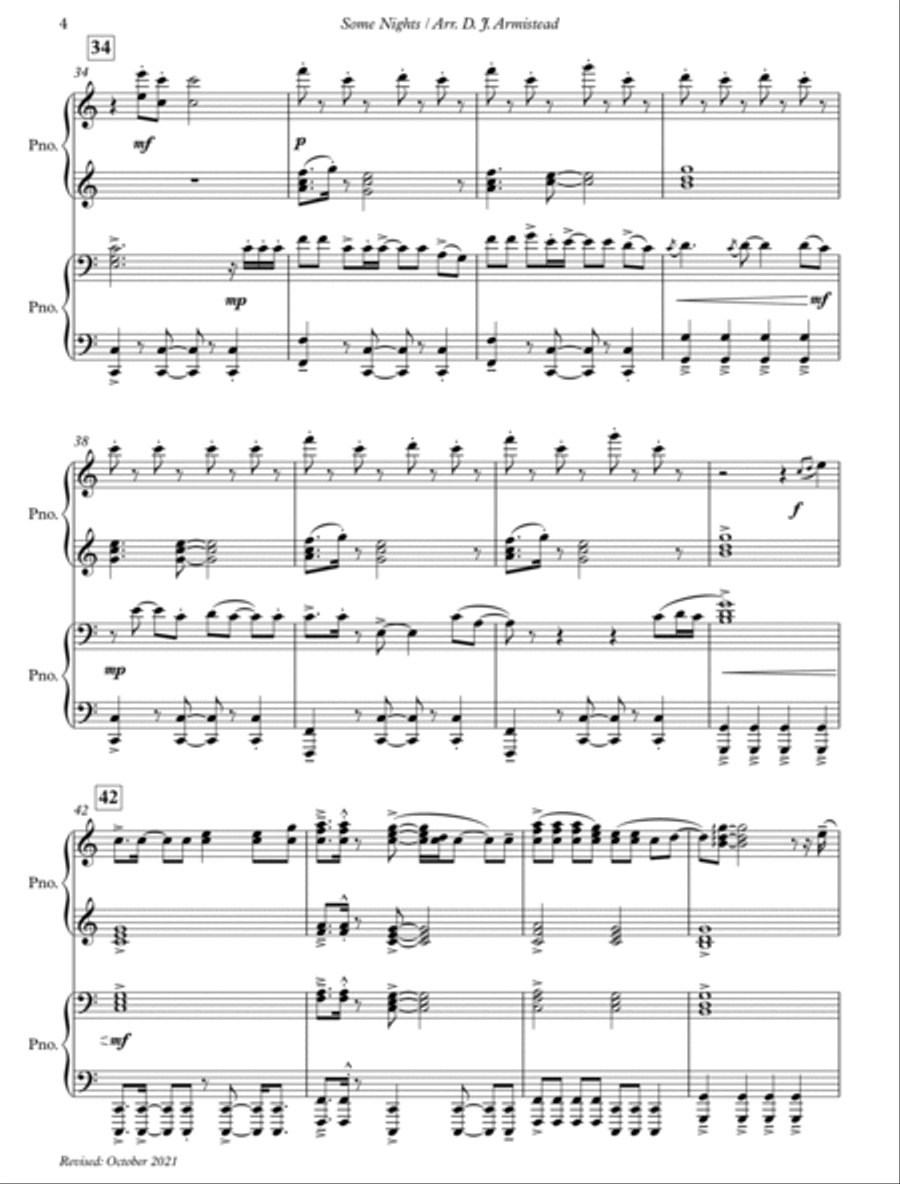 Some Nights 1 Piano, 4-Hands scores gallery preview page 4