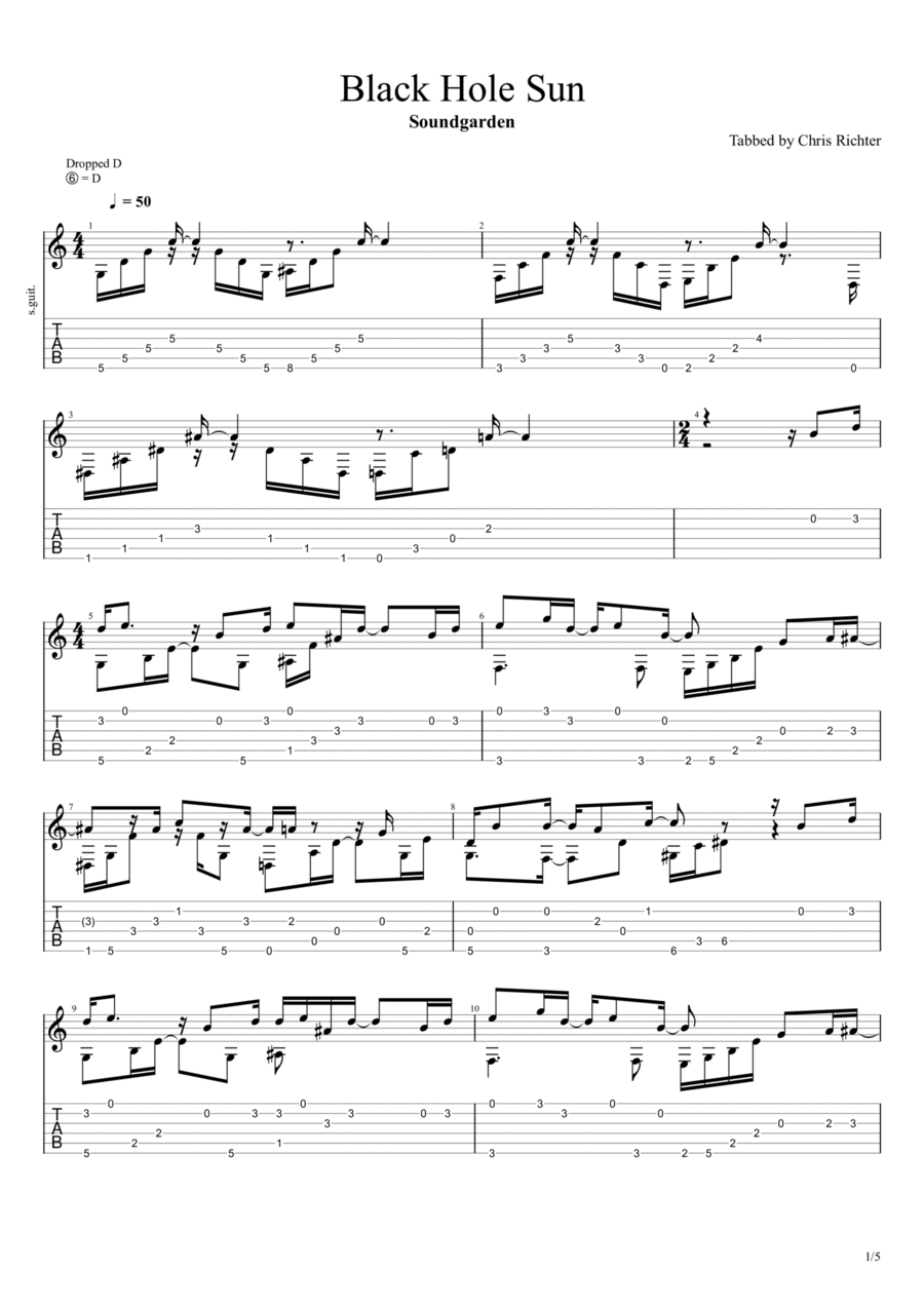 Black Hole Sun Black Hole Sun Guitar Solo scores gallery preview page 1