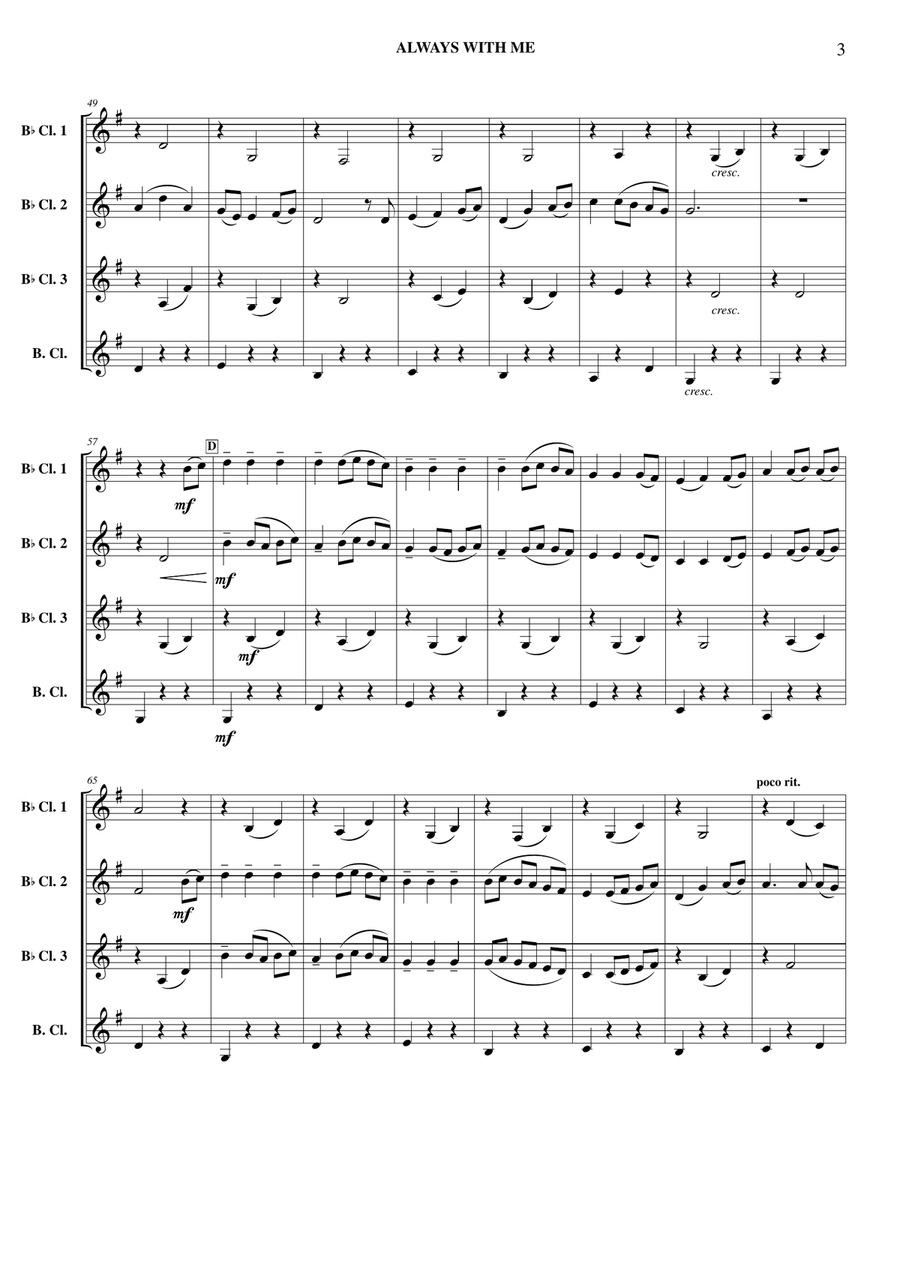 Itsumo Nandodemo (always With Me) Clarinet Quartet scores gallery preview page 6