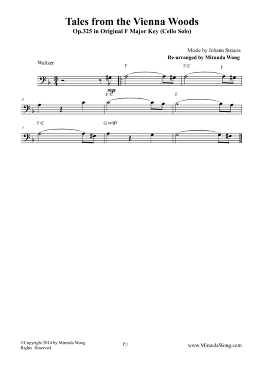 Tales from the Vienna Woods - Wedding Lead Sheet for Cello Solo (Bass Clef) image number null