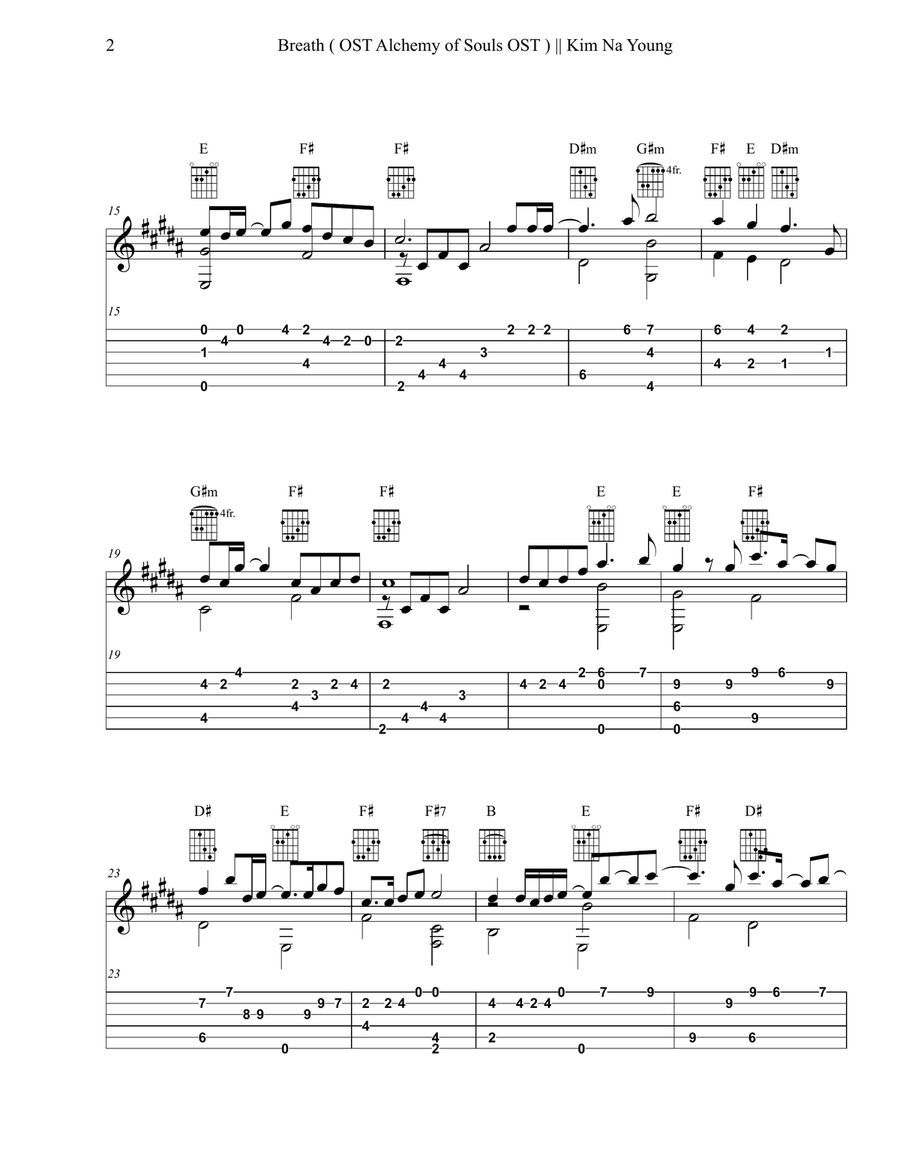 Breath Breath Acoustic Guitar scores gallery preview page 2