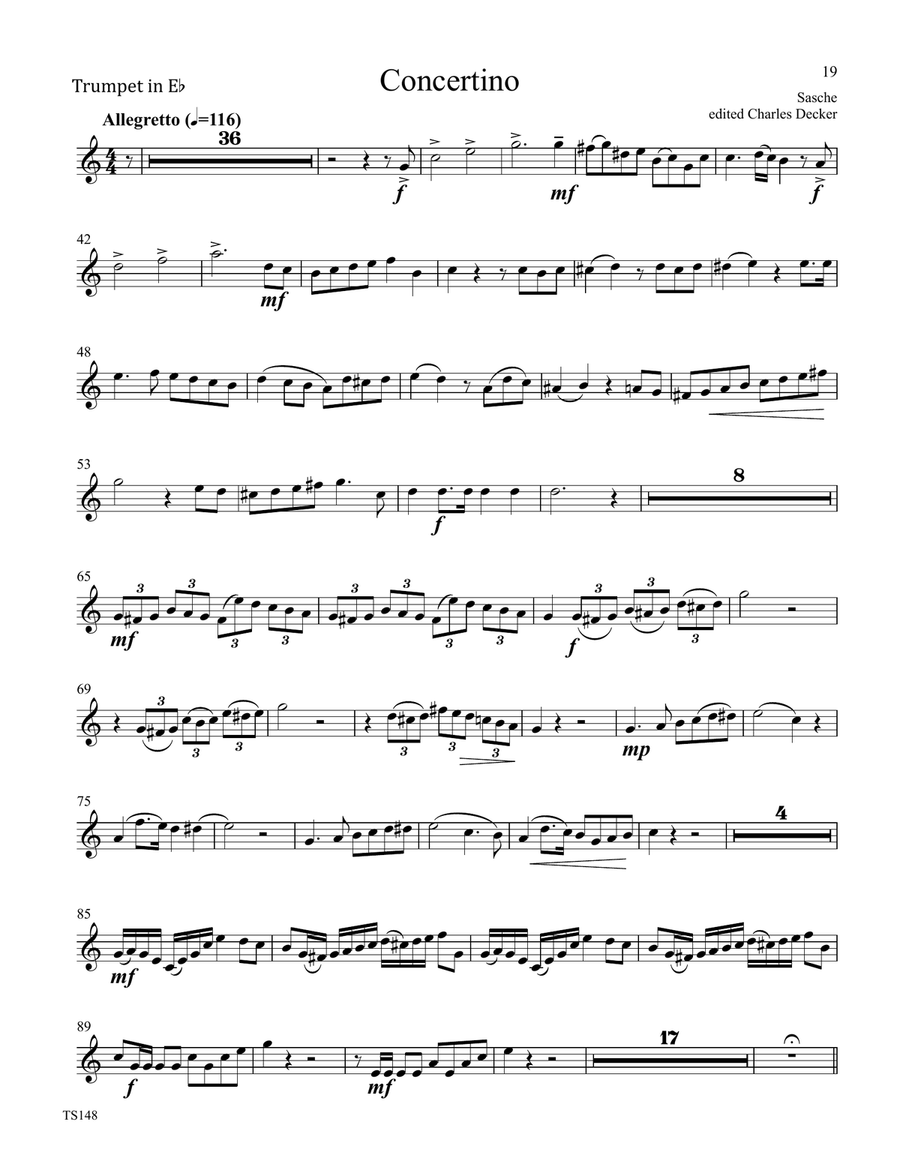 Four Famous Concertos for E-Flat Trumpet by Haydn, Hummel, Neruda & Sasche (Eb & Bb solo parts only) Trumpet Solo scores gallery preview page 5