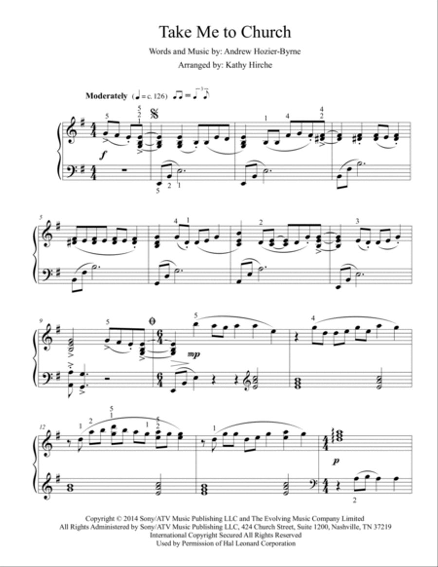 Take Me To Church Piano Solo scores gallery preview page 2