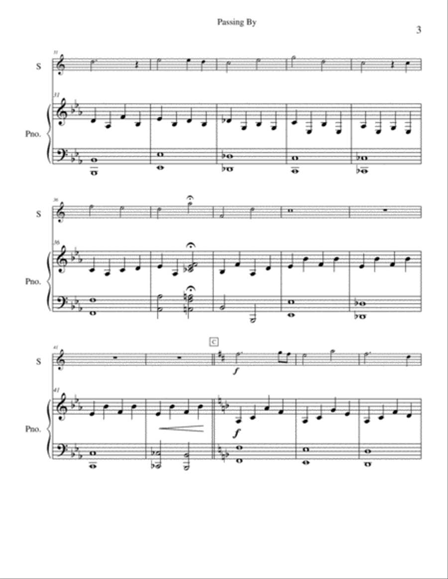 Passing By Baritone Saxophone scores gallery preview page 3