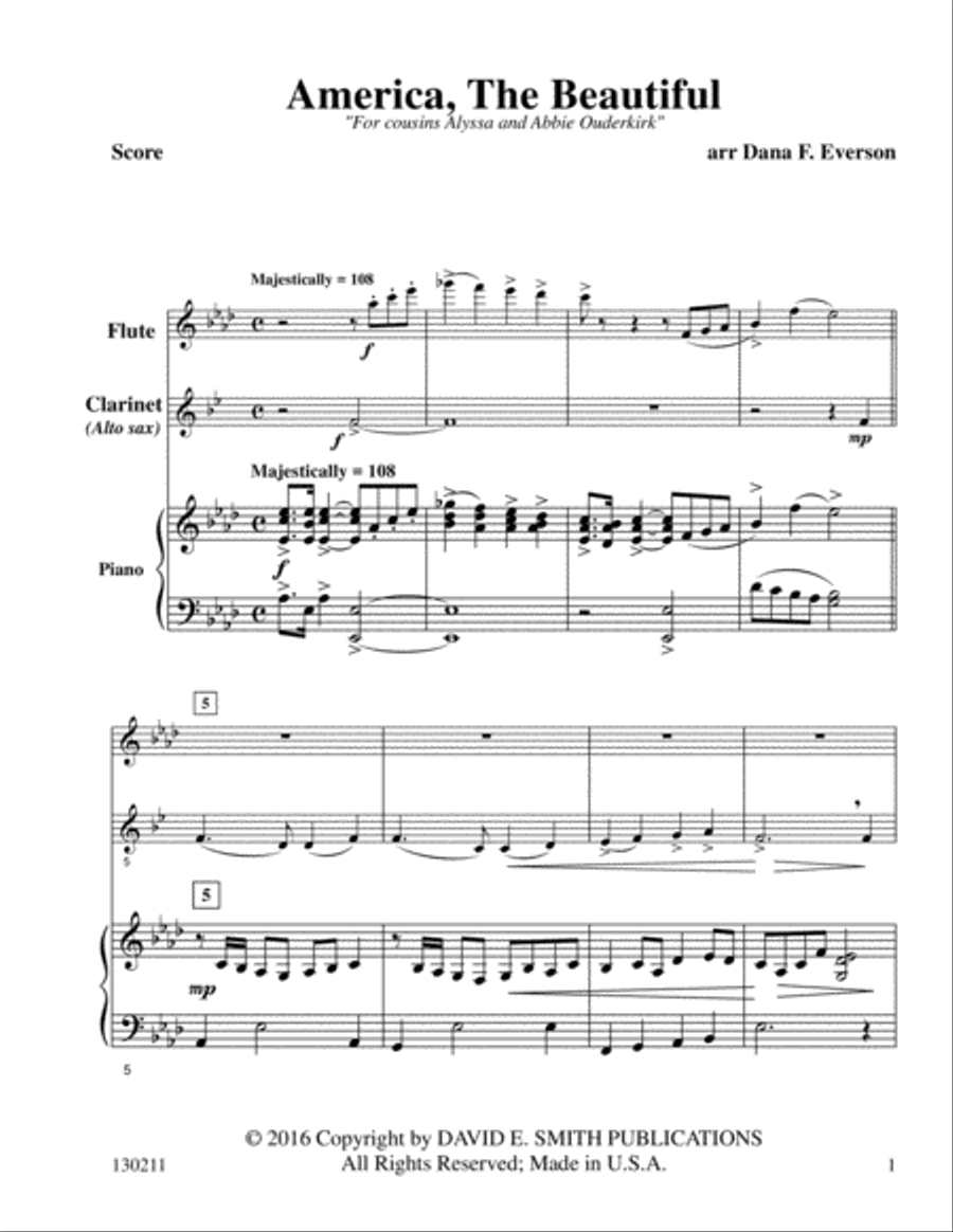 America The Beautiful Woodwind Duet scores gallery preview page 2