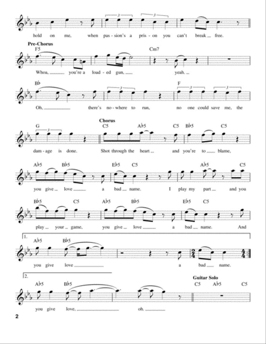 You Give Love A Bad Name Voice scores gallery preview page 2