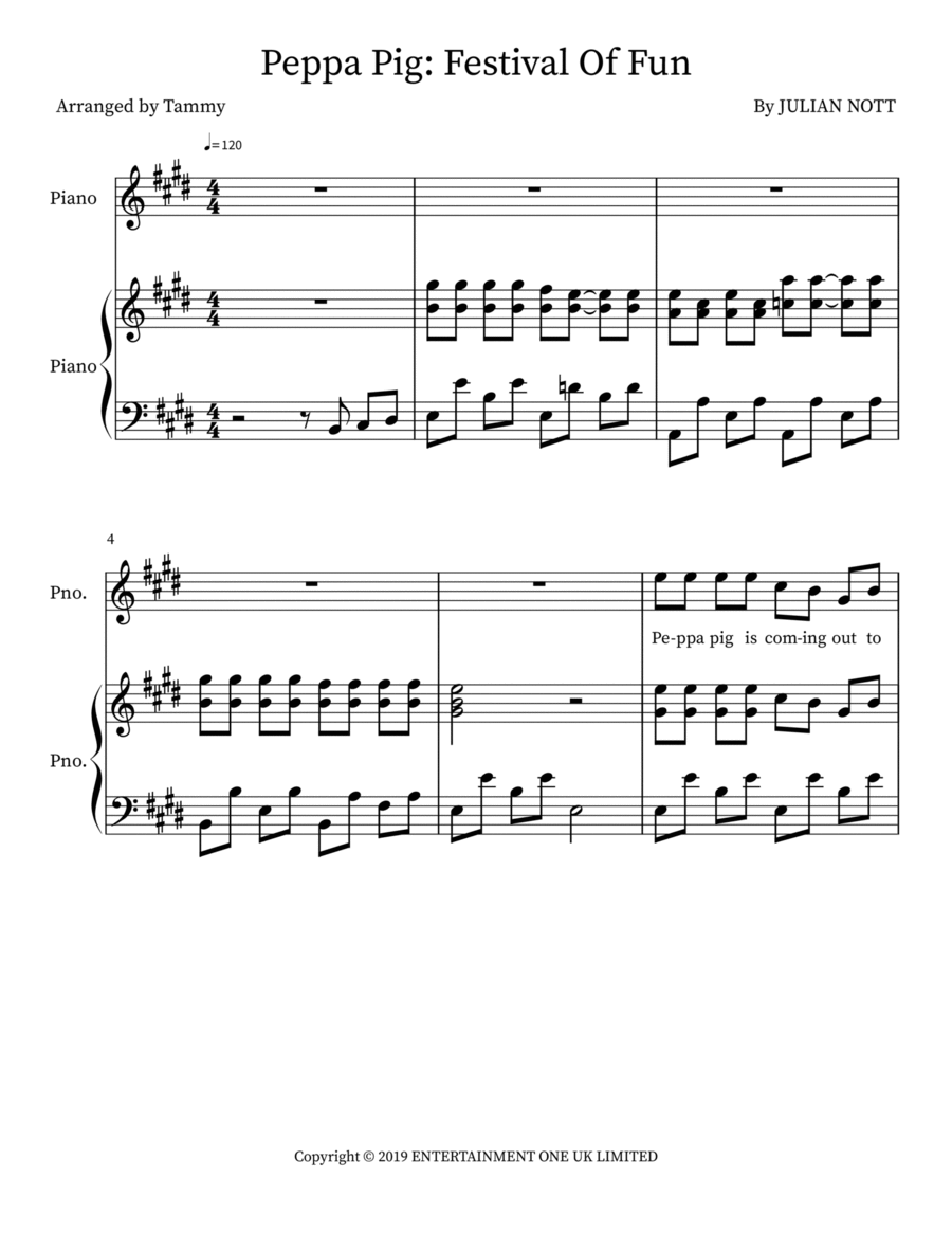 Peppa Pig: Festival Of Fun Voice scores gallery preview page 1