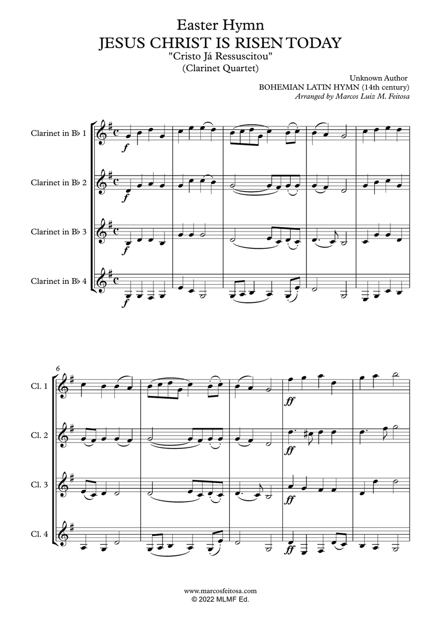 Easter Hymn (Jesus Christ is Risen Today) - Clarinet Quartet Clarinet Quartet scores gallery preview page 3