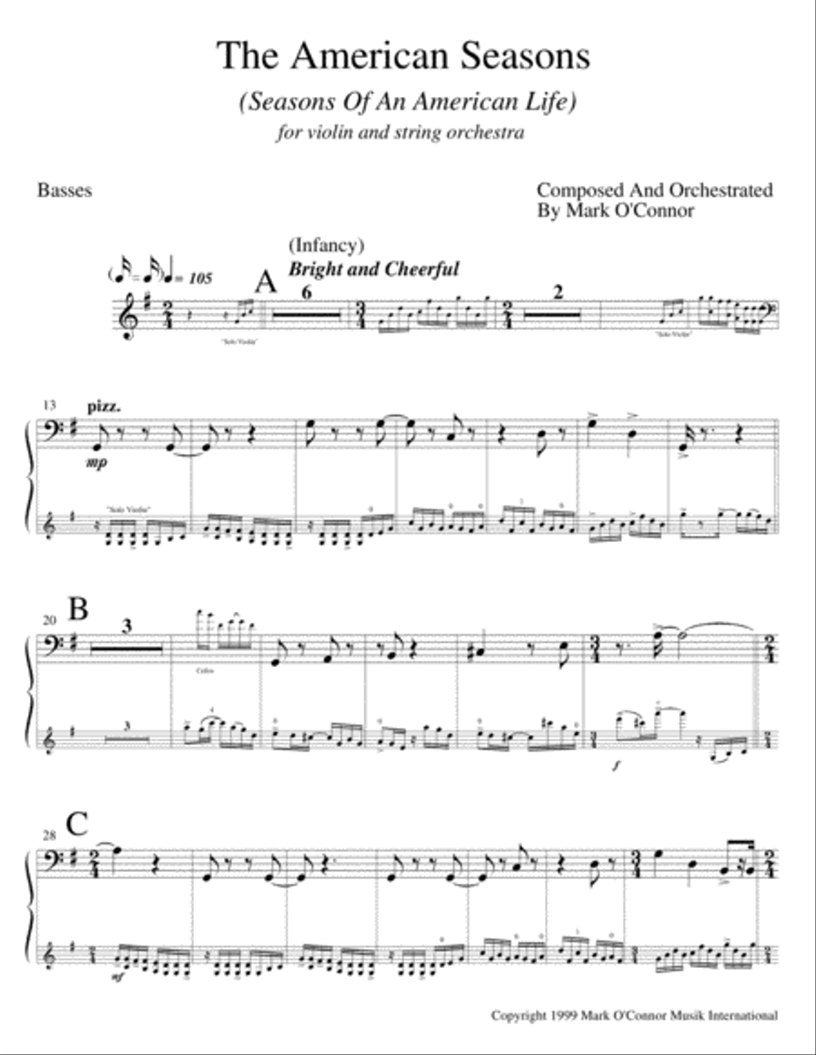 The American Seasons (double basses part – violin and string orchestra) String Orchestra scores gallery preview page 4
