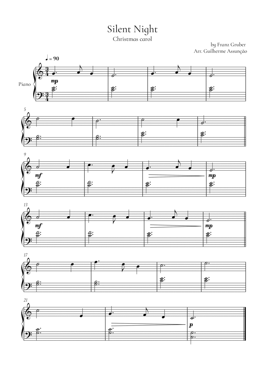 Silent Night (Easy Piano) Easy Piano scores gallery preview page 1