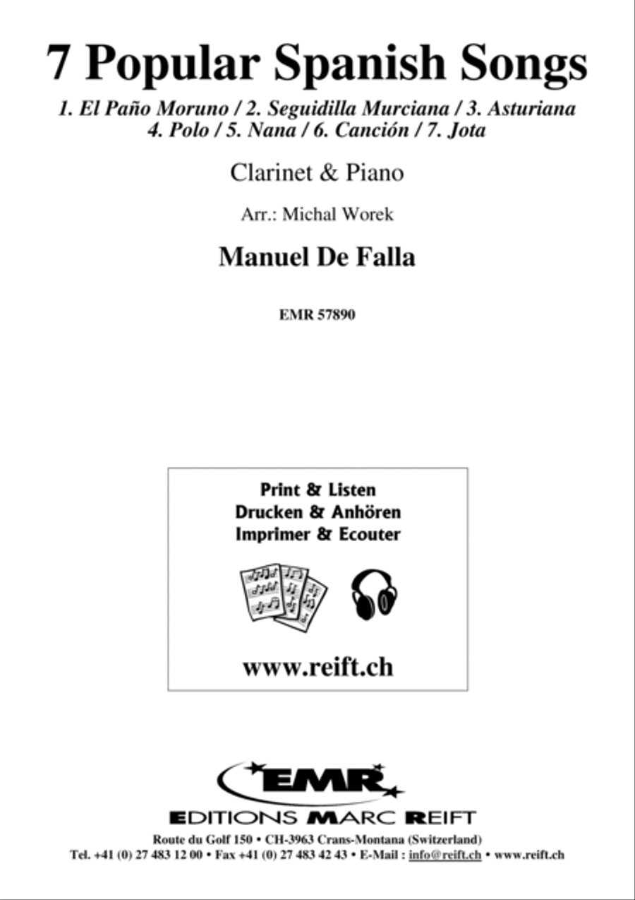 7 Popular Spanish Songs Clarinet Solo scores gallery preview page 2