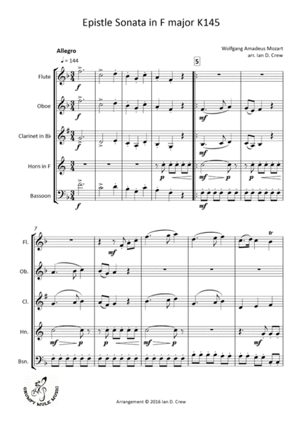 Mozart - Epistle Sonata in F K145 image number null
