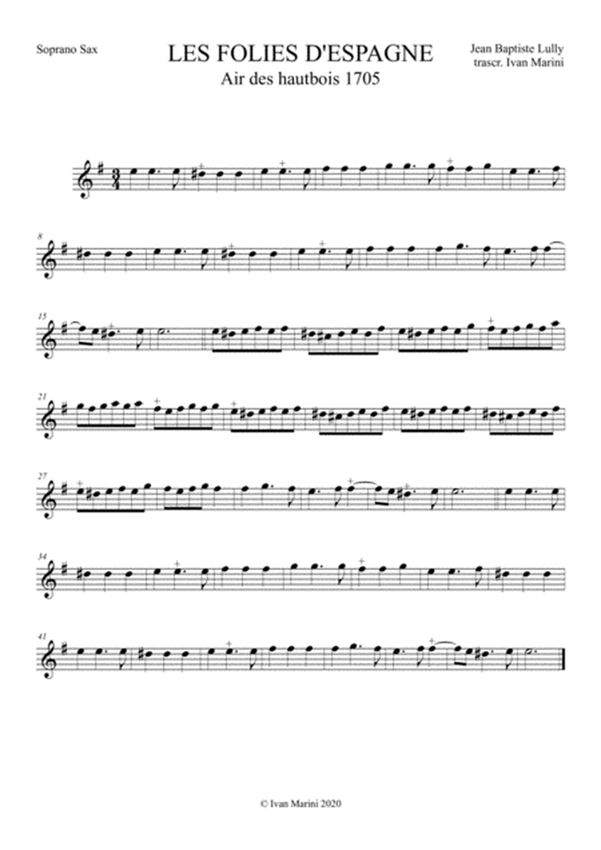 LES FOLIES D'ESPAGNE (Lully) - for Saxophone Quartet image number null