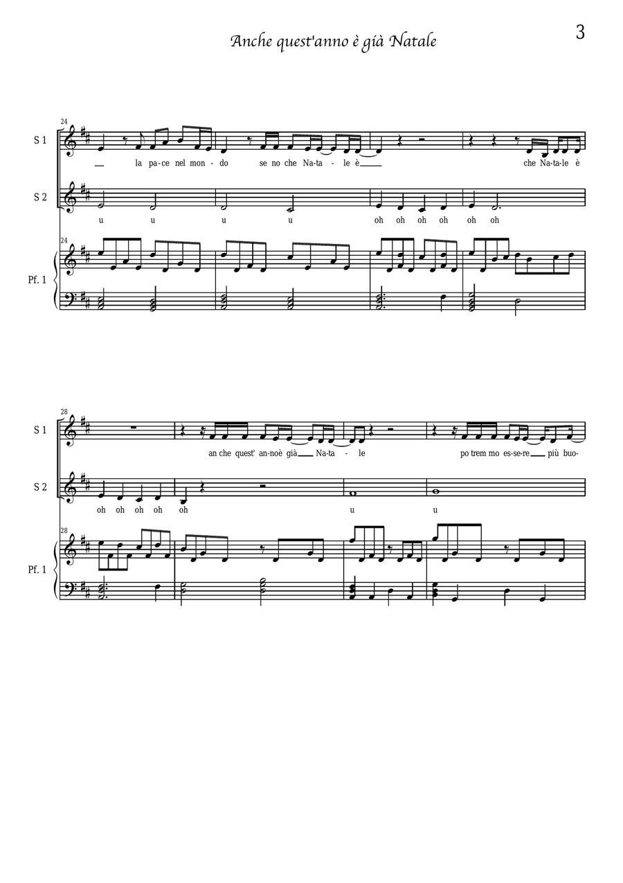 Anche quest'anno è già Natale - coro a 2 voci e piano Choir scores gallery preview page 3