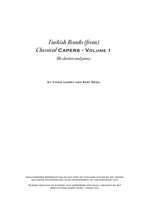 Book cover for Turkish Rondo - Mozart (but not as you know it!) includes original clarinet solo - Bb clarinet & pia