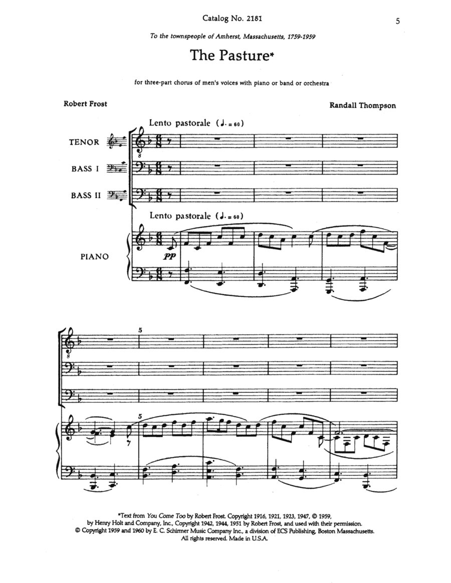 The Pasture (Downloadable Choral Score)