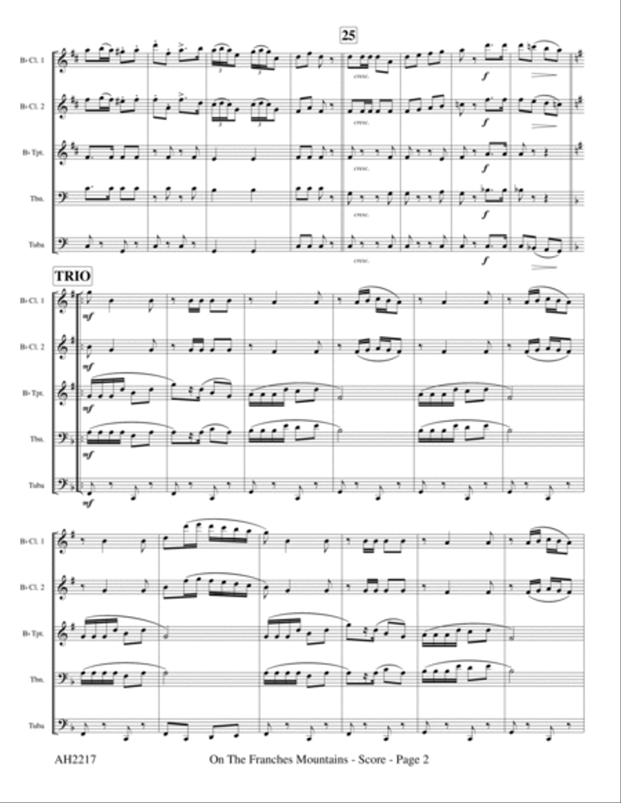 On The Franches Mountains (Price is Right “Cliff Hangers” Theme) - for “Hungry Five” Polka Band Clarinet scores gallery preview page 5