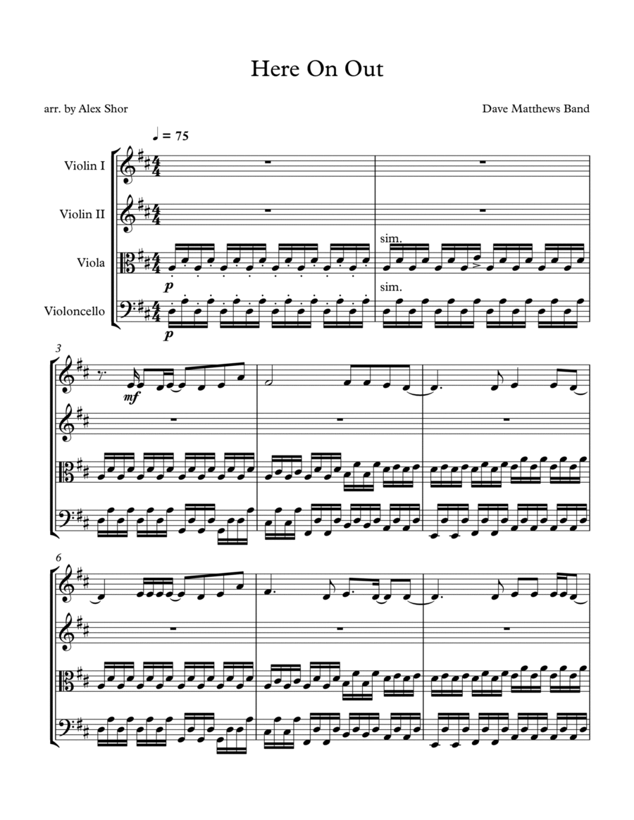 Here On Out String Quartet scores gallery preview page 1
