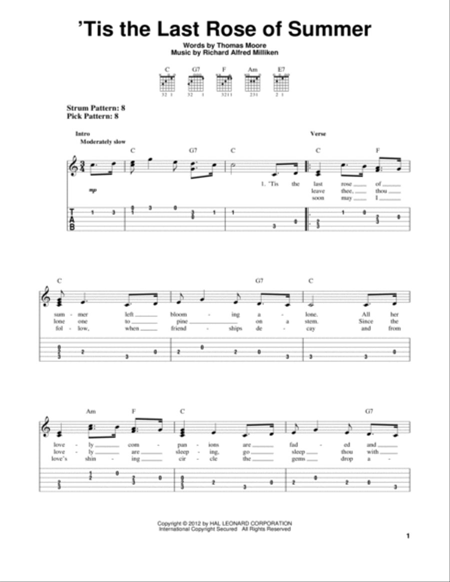 'Tis The Last Rose Of Summer Acoustic Guitar scores gallery preview page 1