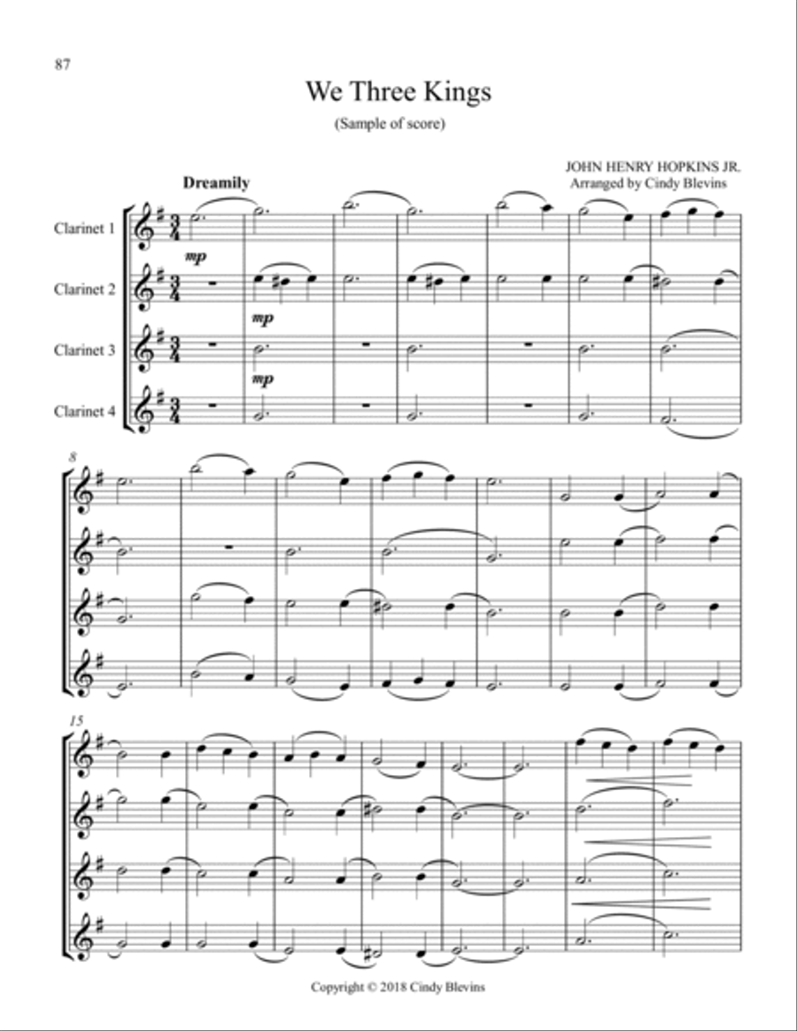 Clarinet Quartets for Christmas, Vol. II Clarinet Quartet scores gallery preview page 5